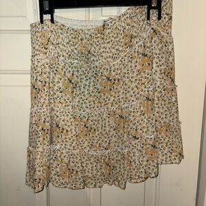 American Eagle Outfitters Yellow Floral A-Line Skirt